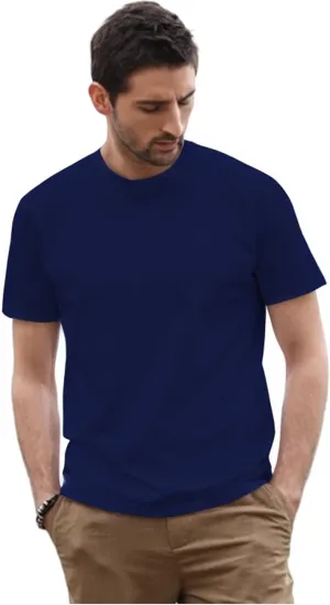 100% Cotton Men's Plain Short Sleeve Crew Neck T-Shirt, Regular Fit Casual T Shirt Tops, Basic Tees, Tshirt