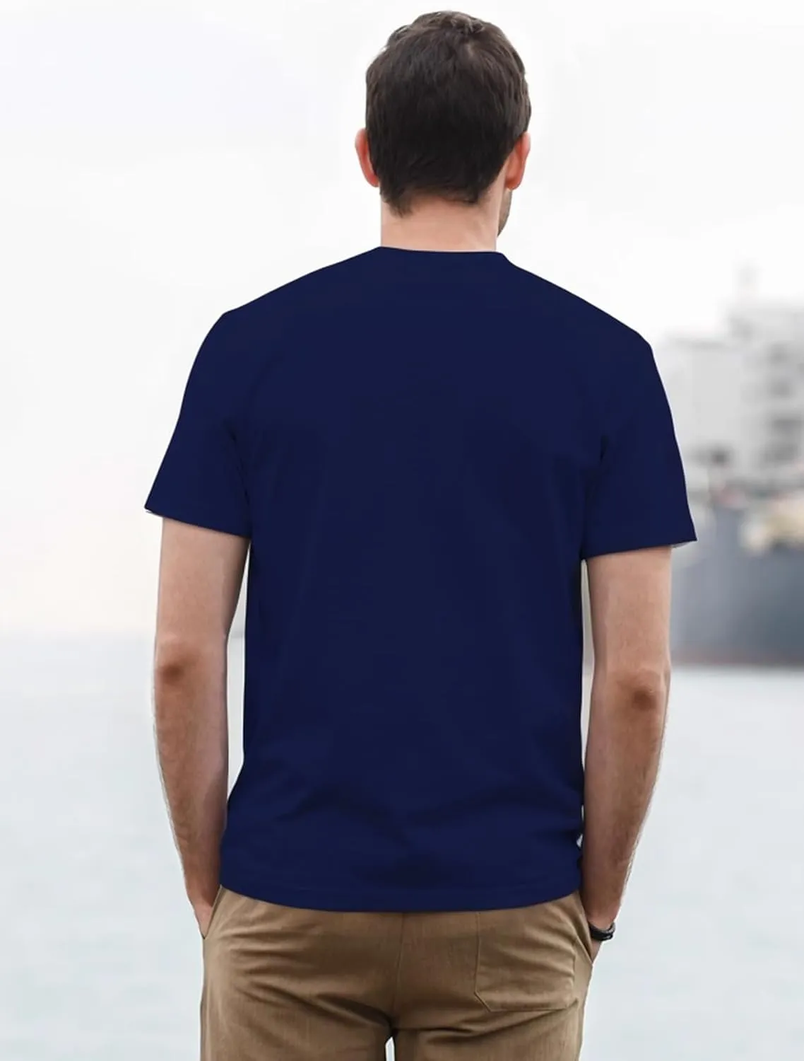 100% Cotton Men's Plain Short Sleeve Crew Neck T-Shirt, Regular Fit Casual T Shirt Tops, Basic Tees, Tshirt