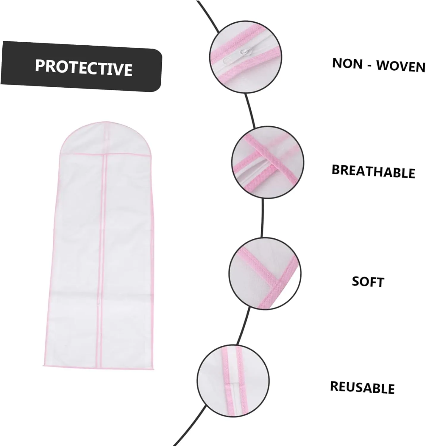 ABOOFAN 1Pc Nonwoven Bridal Gown Cover Bag Long Edges Wedding Dress Storage Lightweight and Dust Garment Protector for Travel and Preservation