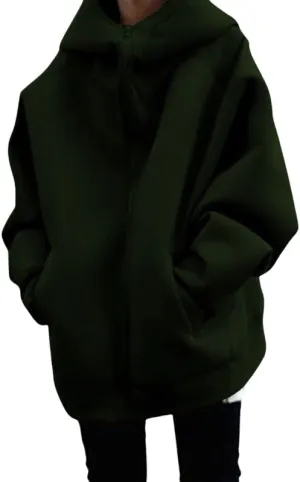 Akivide Womens Zip Up Oversized Hoodies Sweatshirt Long Sleeve Fall Winter Casual Loose Hooded Jacket with Pockets