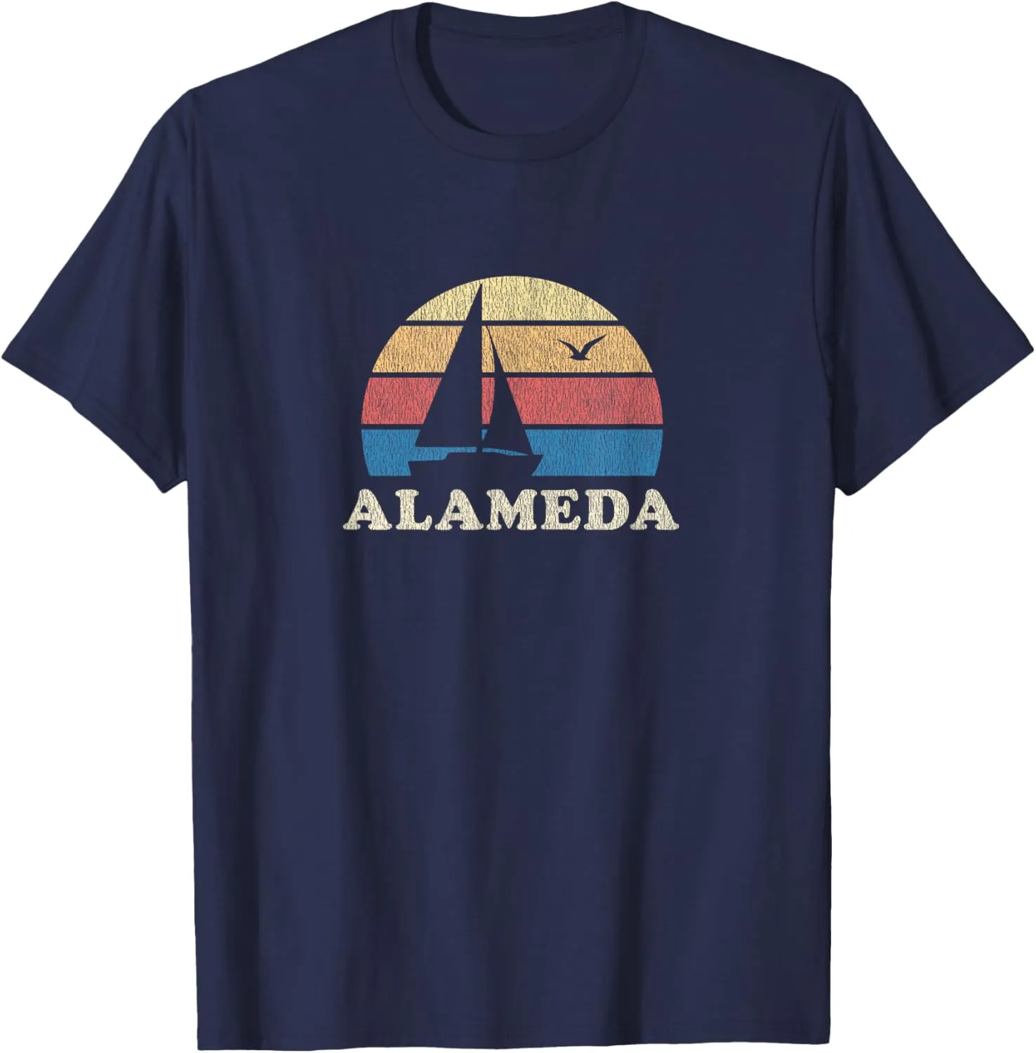 Alameda CA T-Shirt Vintage Sailboat 70s Throwback Sunset Tee T-Shirt