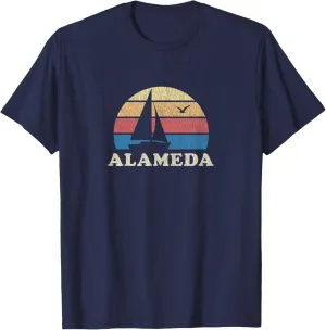 Alameda CA T-Shirt Vintage Sailboat 70s Throwback Sunset Tee T-Shirt