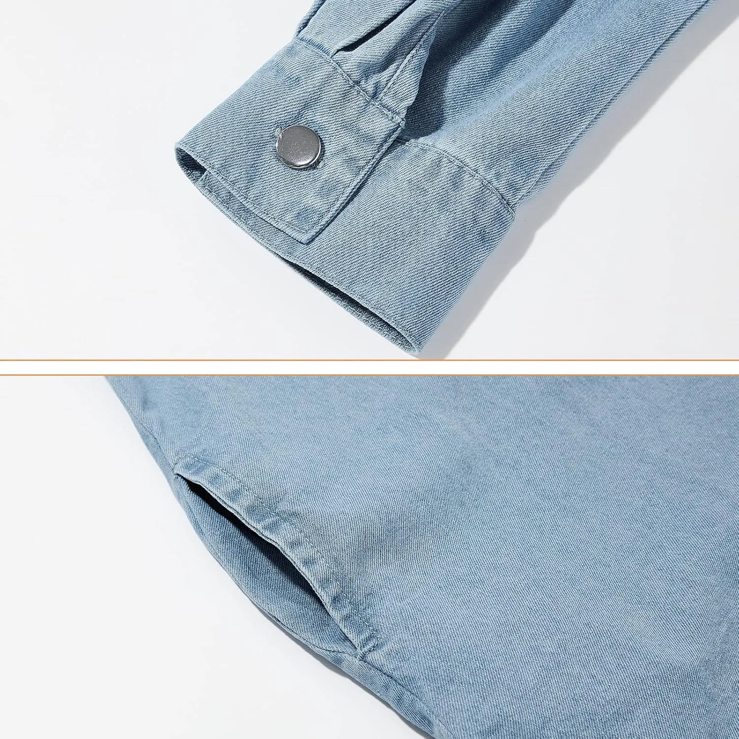 American Trends Denim Jacket for Women Oversized Long Sleeve Jean Shirts Button Down Shirt Lightweight Jean Crop Top Jacket