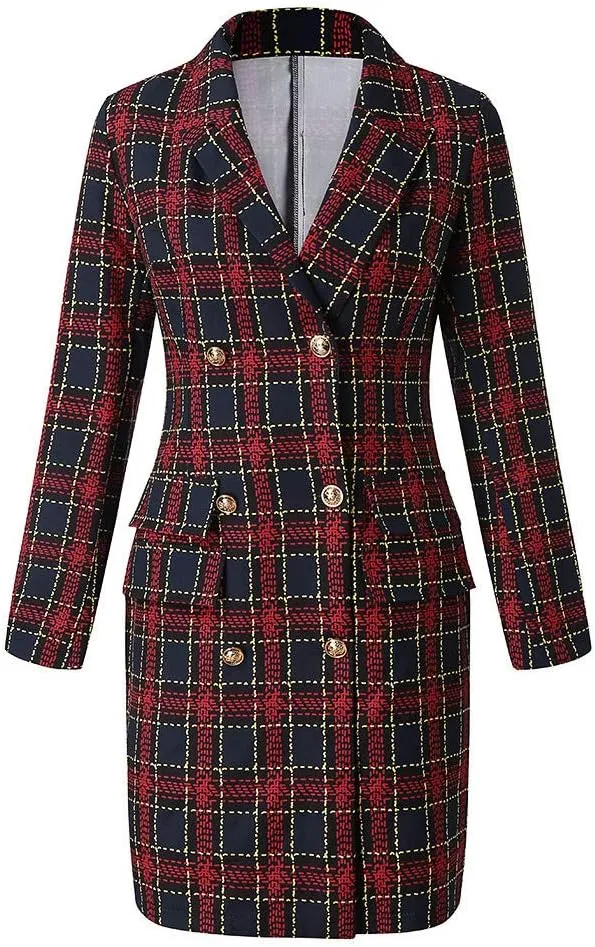 Aniywn Ladies Bodycon Blazer Dress Women Slim Fit Pinstripe Patchwork Bodycon Dress Suit Sets