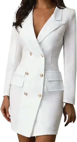 Aniywn Ladies Bodycon Blazer Dress Women Slim Fit Pinstripe Patchwork Bodycon Dress Suit Sets