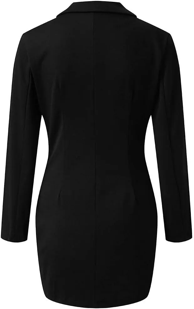 Aniywn Ladies Bodycon Blazer Dress Women Slim Fit Pinstripe Patchwork Bodycon Dress Suit Sets