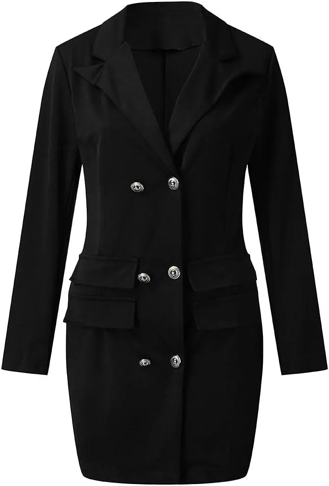 Aniywn Ladies Bodycon Blazer Dress Women Slim Fit Pinstripe Patchwork Bodycon Dress Suit Sets