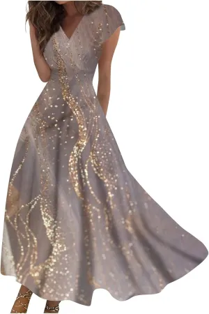 Azeralia Summer Dresses for Women 2024 Short Sleeve Dresses for Women 2024 Elegant Wedding Guest Dress Party Dress for Women