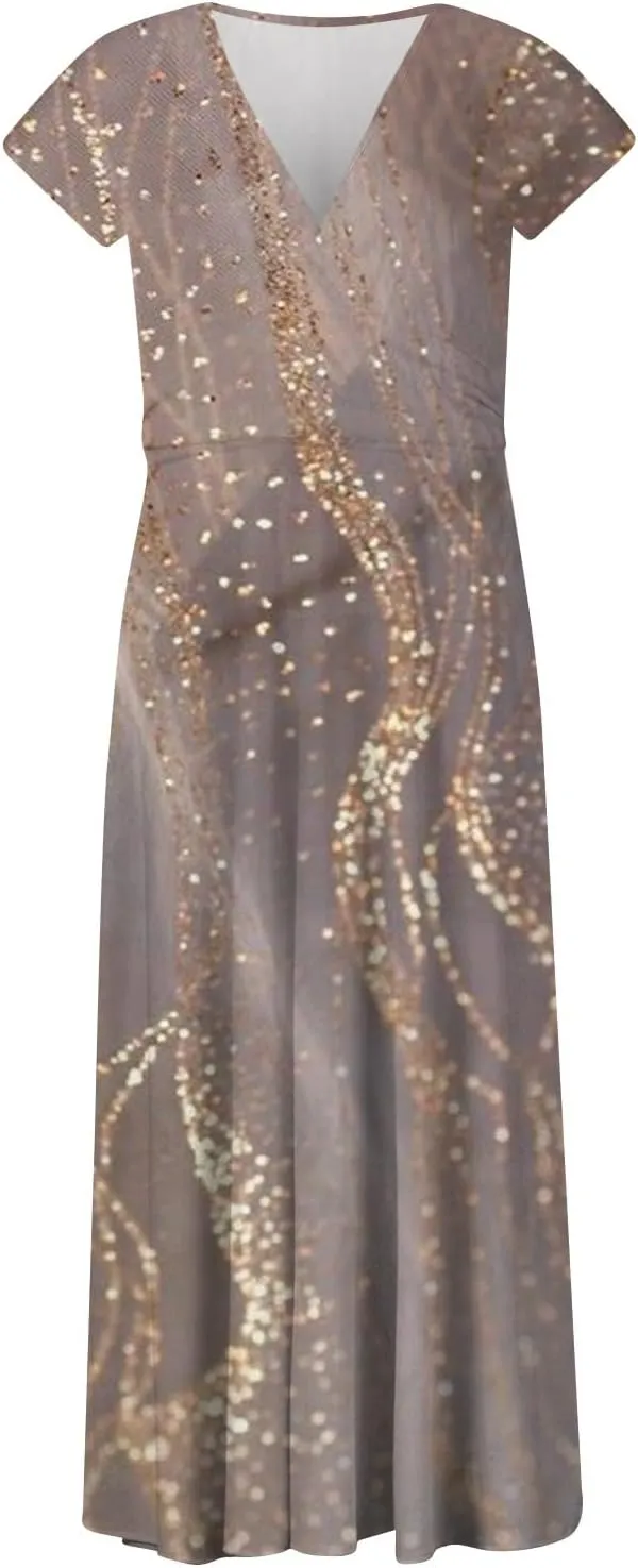 Azeralia Summer Dresses for Women 2024 Short Sleeve Dresses for Women 2024 Elegant Wedding Guest Dress Party Dress for Women