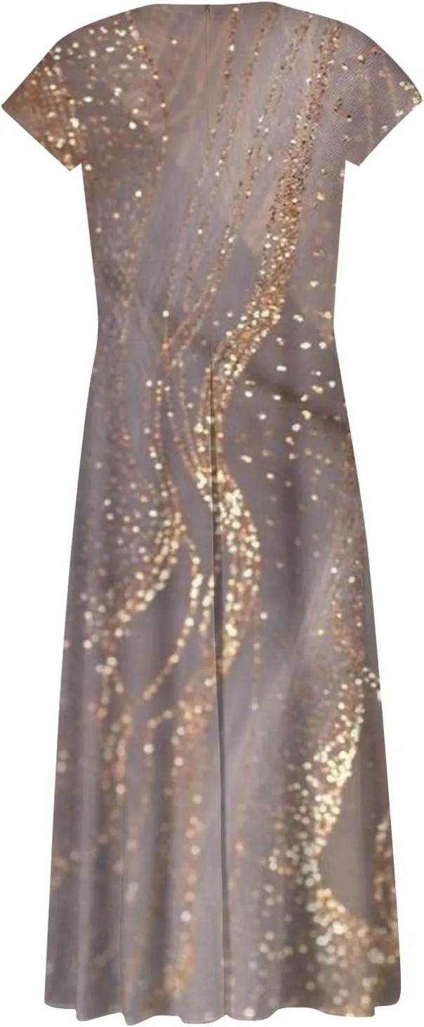 Azeralia Summer Dresses for Women 2024 Short Sleeve Dresses for Women 2024 Elegant Wedding Guest Dress Party Dress for Women