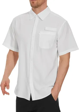 BASSDASH Men's UPF 50  Short Sleeve Button Down Fishing Shirt Breathable Lightweight for Outdoors Hiking Camping