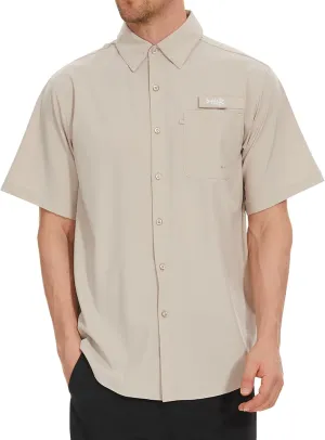 BASSDASH Men's UPF 50  Short Sleeve Button Down Fishing Shirt Breathable Lightweight for Outdoors Hiking Camping