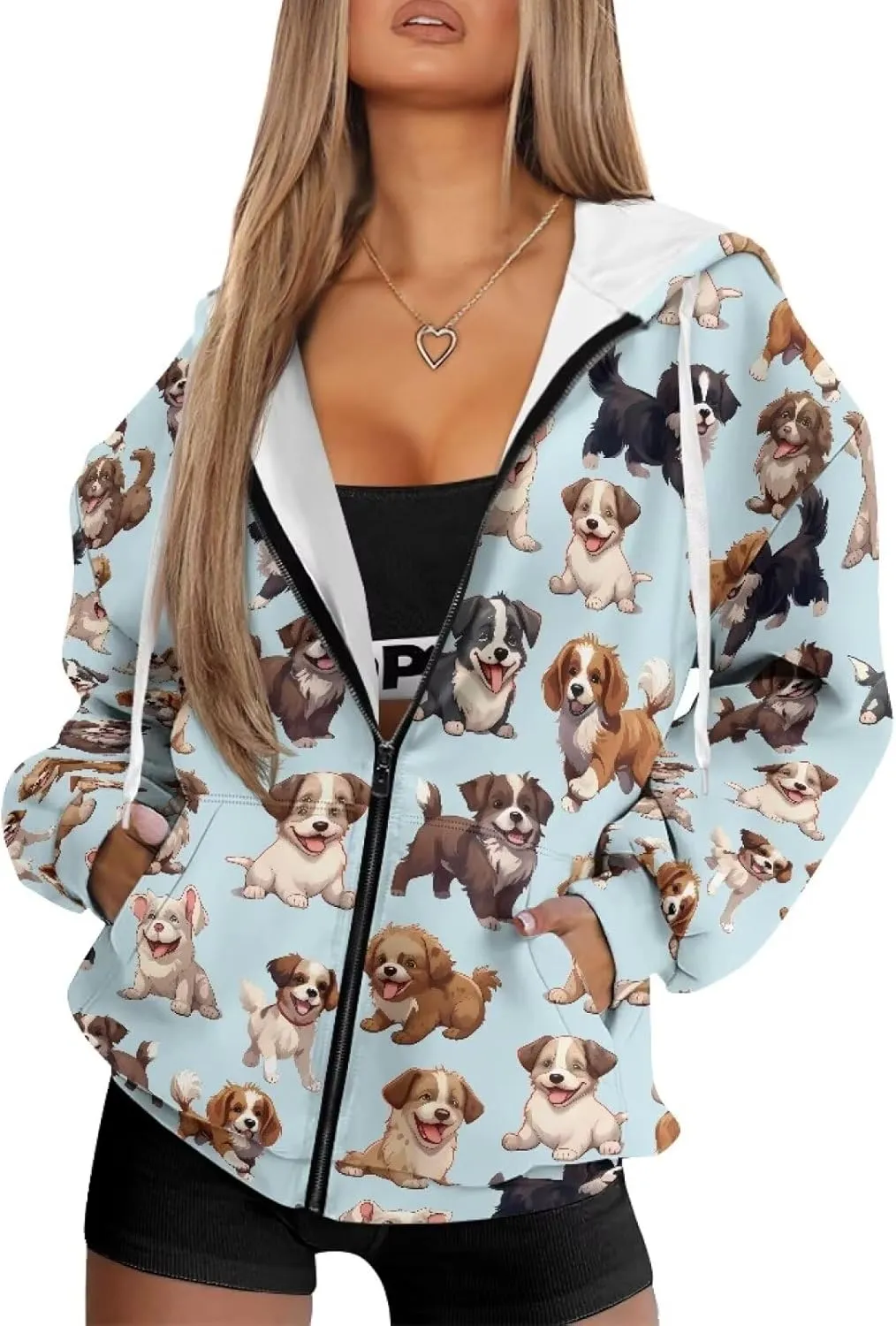 Biyejit Womens Zip Up Hoodies Long Sleeve Fall Oversized Sweatshirts Y2K Jacket with Pockets