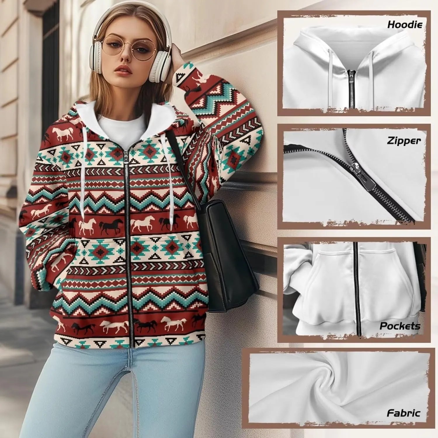 Biyejit Womens Zip Up Hoodies Long Sleeve Fall Oversized Sweatshirts Y2K Jacket with Pockets