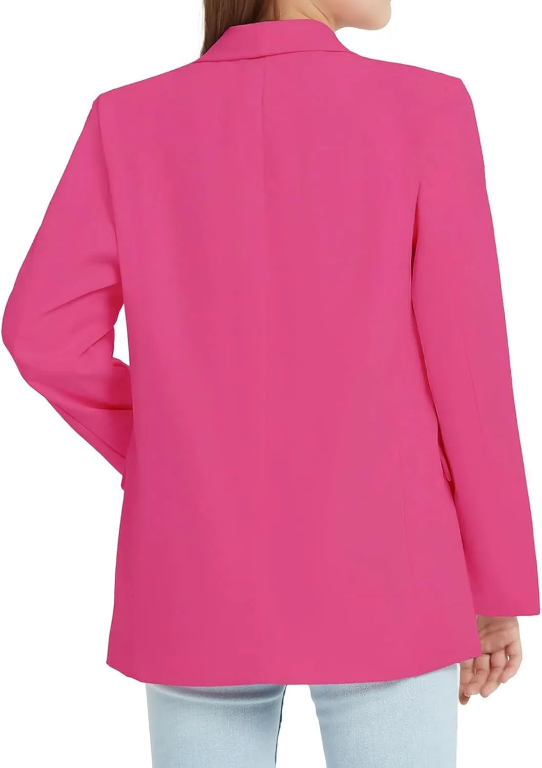 Blazer Jacket for Teen Girls Long Sleeve Y2K Solid Lapel Formal Suit Coat Casual Open Front Dress Tops with Pocket