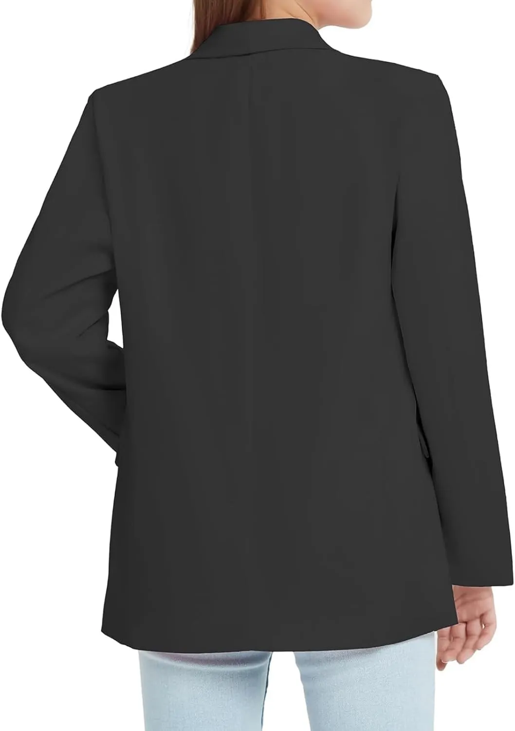Blazer Jacket for Teen Girls Long Sleeve Y2K Solid Lapel Formal Suit Coat Casual Open Front Dress Tops with Pocket