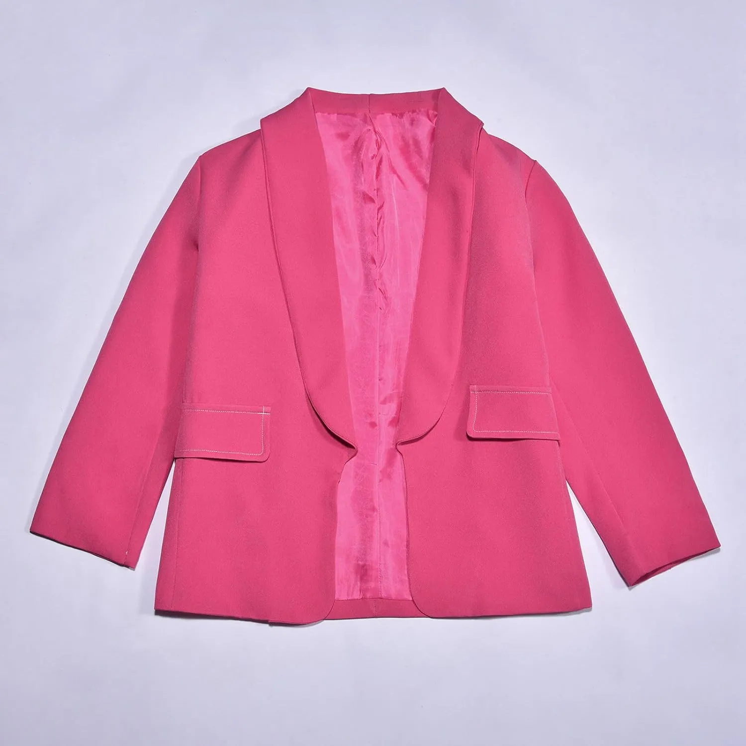 Blazer Jacket for Teen Girls Long Sleeve Y2K Solid Lapel Formal Suit Coat Casual Open Front Dress Tops with Pocket