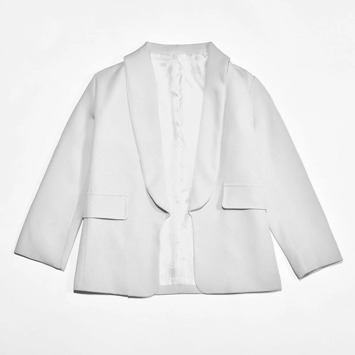 Blazer Jacket for Teen Girls Long Sleeve Y2K Solid Lapel Formal Suit Coat Casual Open Front Dress Tops with Pocket