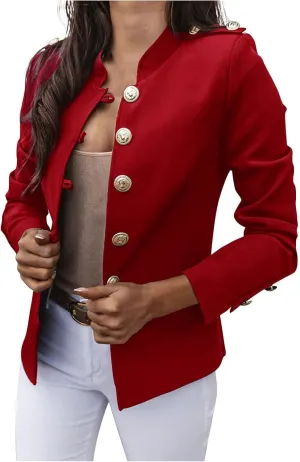Blazer Jackets for Womens Mock Neck Button Jacket Open Front Cardigan Classic Daily Business Casual Suit Coats