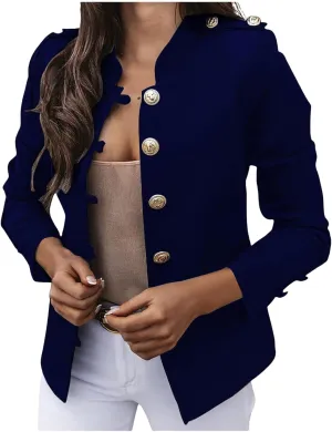 Blazer Jackets for Womens Mock Neck Button Jacket Open Front Cardigan Classic Daily Business Casual Suit Coats