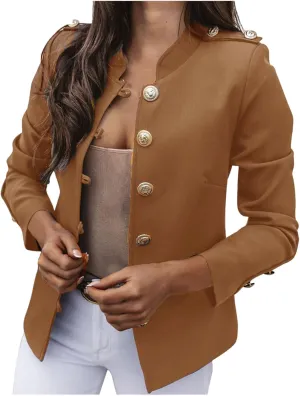 Blazer Jackets for Womens Mock Neck Button Jacket Open Front Cardigan Classic Daily Business Casual Suit Coats
