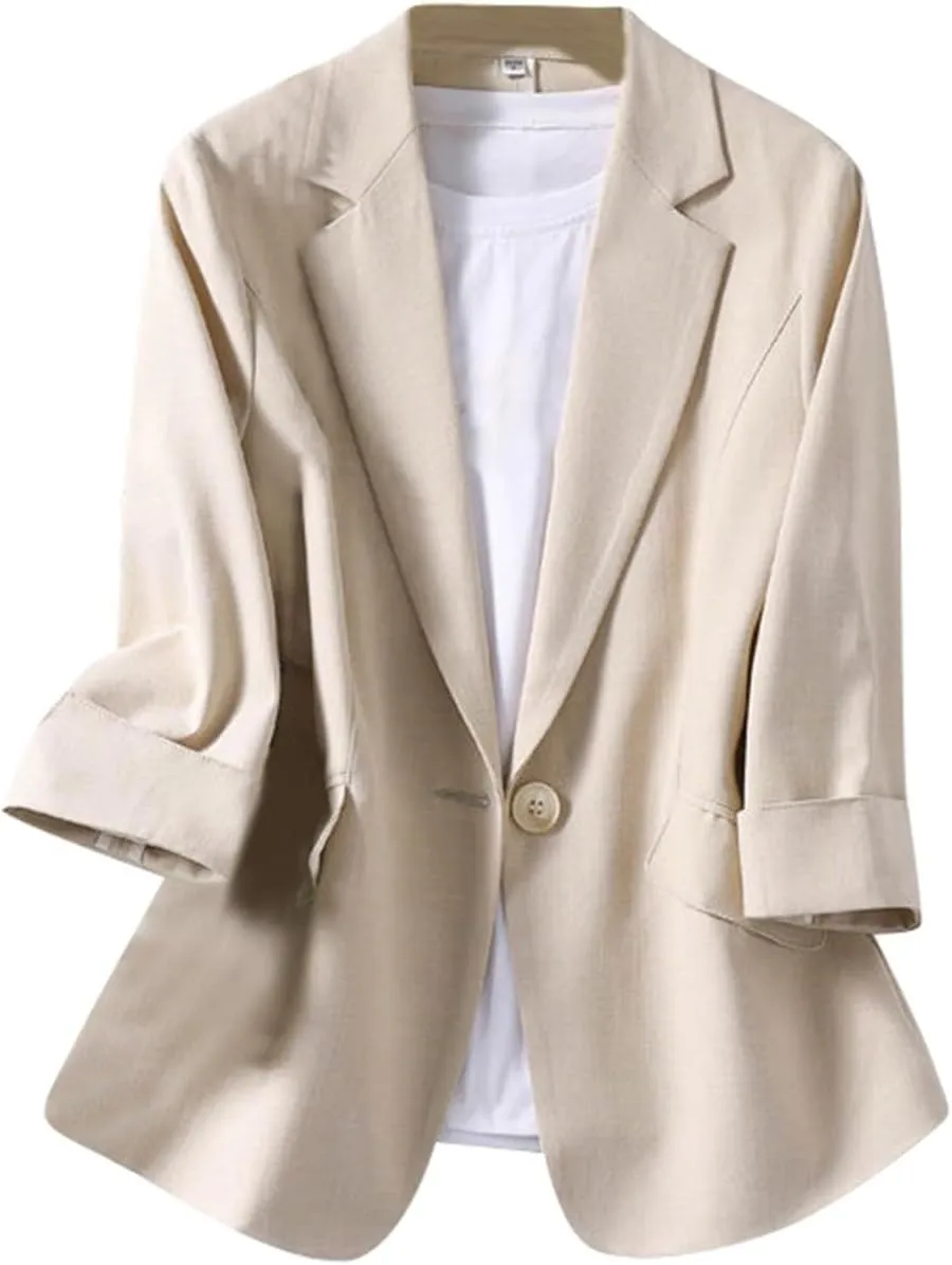 Blazers for Women Business Casual Summer Blazers Lightweight Suit Jackets 3/4 Sleeve Work Jacket Trendy Office Blazer