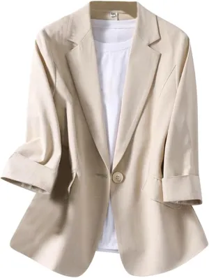 Blazers for Women Business Casual Summer Blazers Lightweight Suit Jackets 3/4 Sleeve Work Jacket Trendy Office Blazer