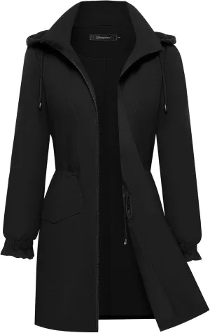 Bloggerlove Women Rain Jacket Waterproof Raincoat with Hood Lightweight Outdoor Windbreaker