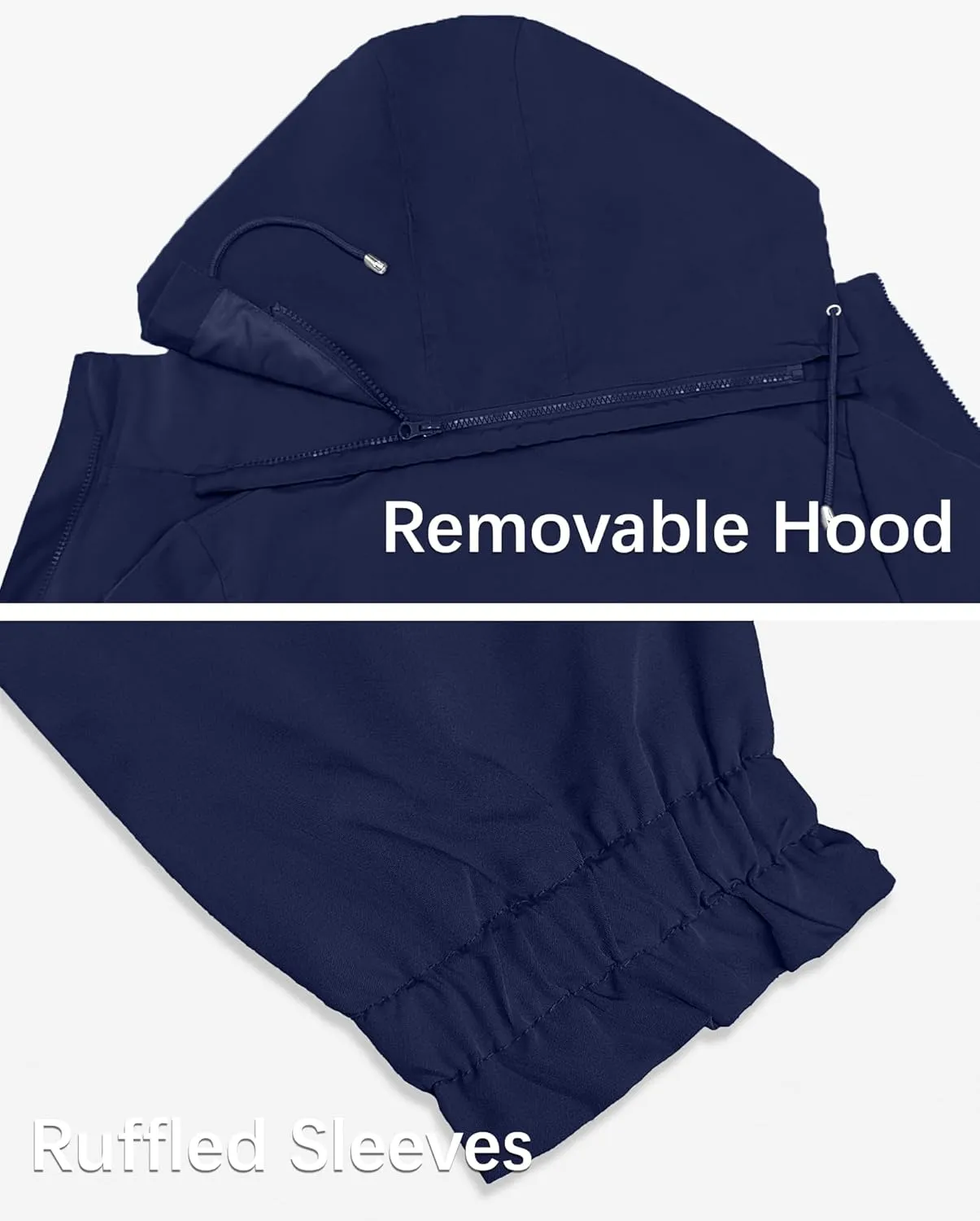 Bloggerlove Women Rain Jacket Waterproof Raincoat with Hood Lightweight Outdoor Windbreaker