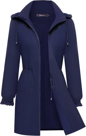 Bloggerlove Women Rain Jacket Waterproof Raincoat with Hood Lightweight Outdoor Windbreaker