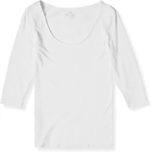 Boody Body EcoWear Womens Scoop Top, 3/4 Sleeve, Soft Breathable, Lightweight Slim Fit, Viscose Made from Bamboo