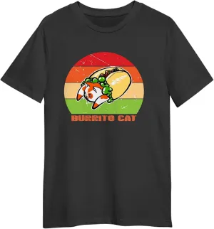 Burrito Cat Retro Sunset T-Shirt, Gift Burrito Cat Retro Sunset T-Shirt, Funny Burrito Cat Retro Sunset T-Shirt, Love Burrito Cat Retro Sunset T-Shirt Black