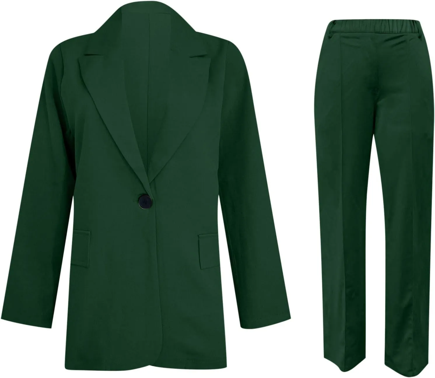 Business Casual Pant Suits Womens 2 Piece Outfits Dressy Casual Long Sleeve Blazer Sets Plus Size Wide Pants Suit Set