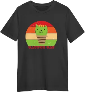 Cactus Cat Retro Sunset T-Shirt, Gift Cactus Cat Retro Sunset T-Shirt, Funny Cactus Cat Retro Sunset T-Shirt, Love Cactus Cat Retro Sunset T-Shirt Black