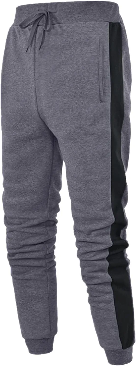 Cargo Sweatpants for Men Big and Tall Thermal Winter Running Athletic Joggers with Pockets Men's Gym Training Jogger