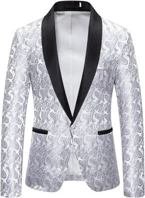 Casual Blazer for Mens Trend Color Block One Button Sport Coat Slim Lightweight Suit Blazer Jacket Prom Party Jacket