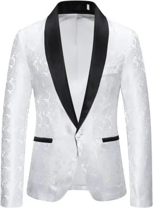 Casual Blazer for Mens Trend Color Block One Button Sport Coat Slim Lightweight Suit Blazer Jacket Prom Party Jacket