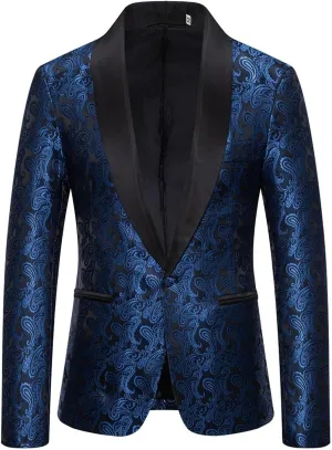 Casual Blazer for Mens Trend Color Block One Button Sport Coat Slim Lightweight Suit Blazer Jacket Prom Party Jacket