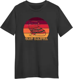 Cat Santa Retro Sunset T-Shirt, Gift for Cat Santa Retro Sunset T-Shirt, Funny Cat Santa Retro Sunset T-Shirt Black