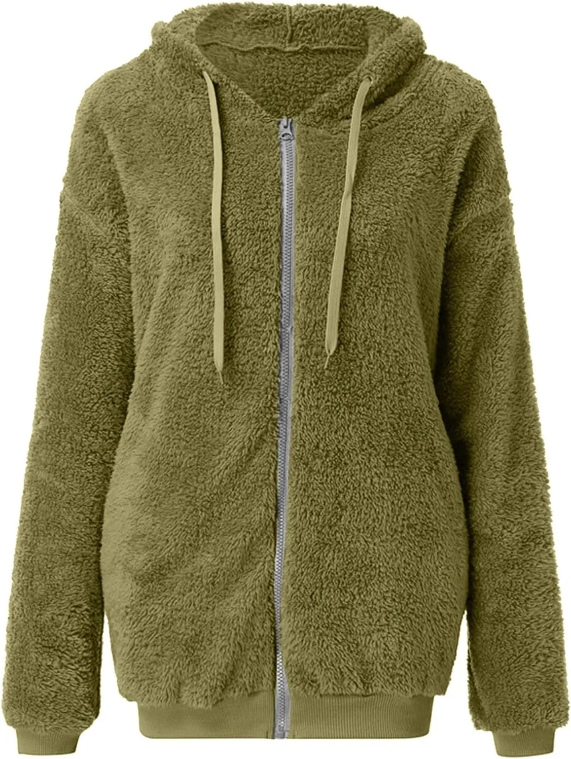 Cdiecer Fluffy Fleece Hoodies Womens Zip Up Sweatshirt Warm Hooded Jacket Oversized Sherpa Coat Outwear with Pockets