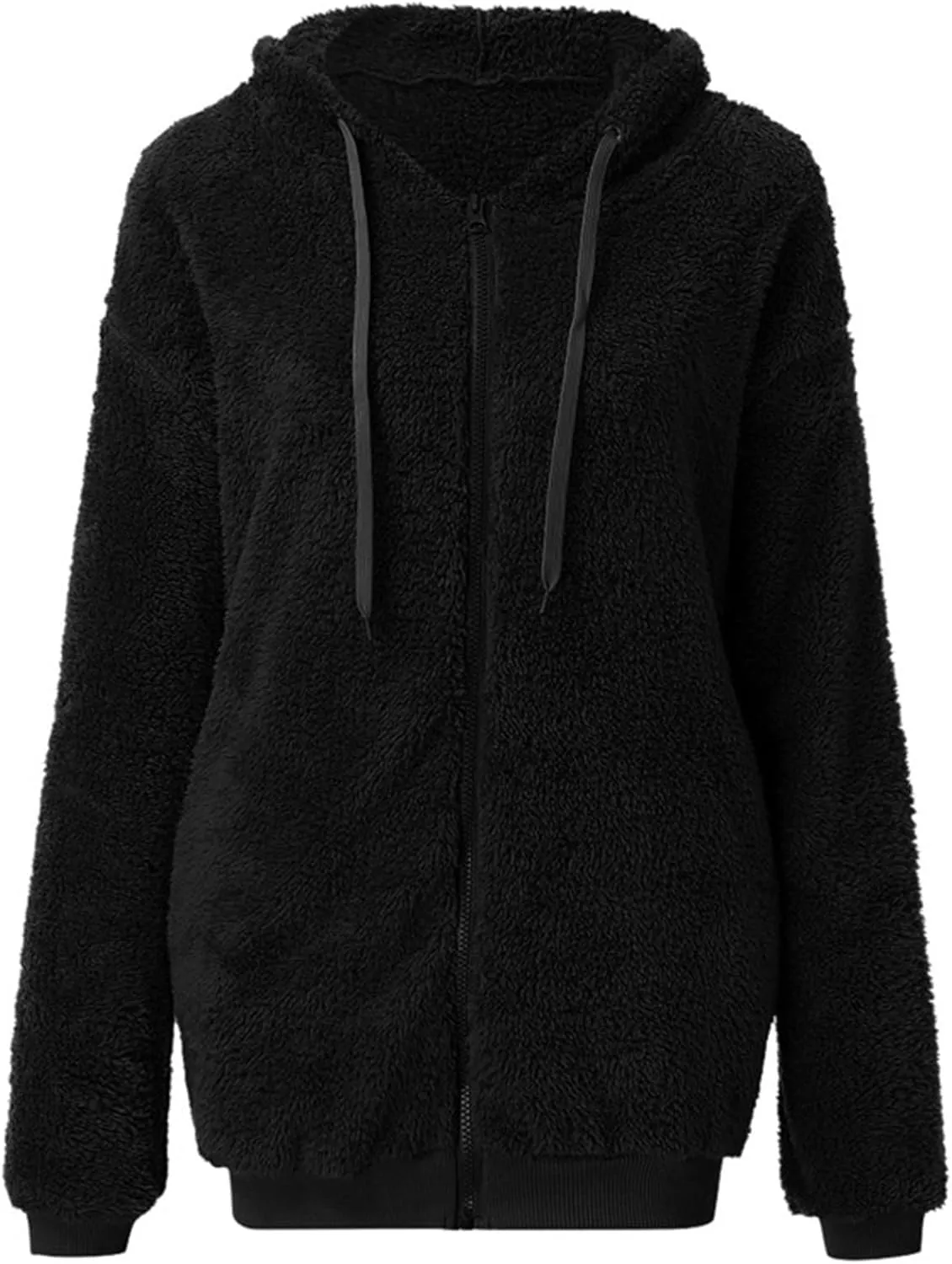 Cdiecer Fluffy Fleece Hoodies Womens Zip Up Sweatshirt Warm Hooded Jacket Oversized Sherpa Coat Outwear with Pockets