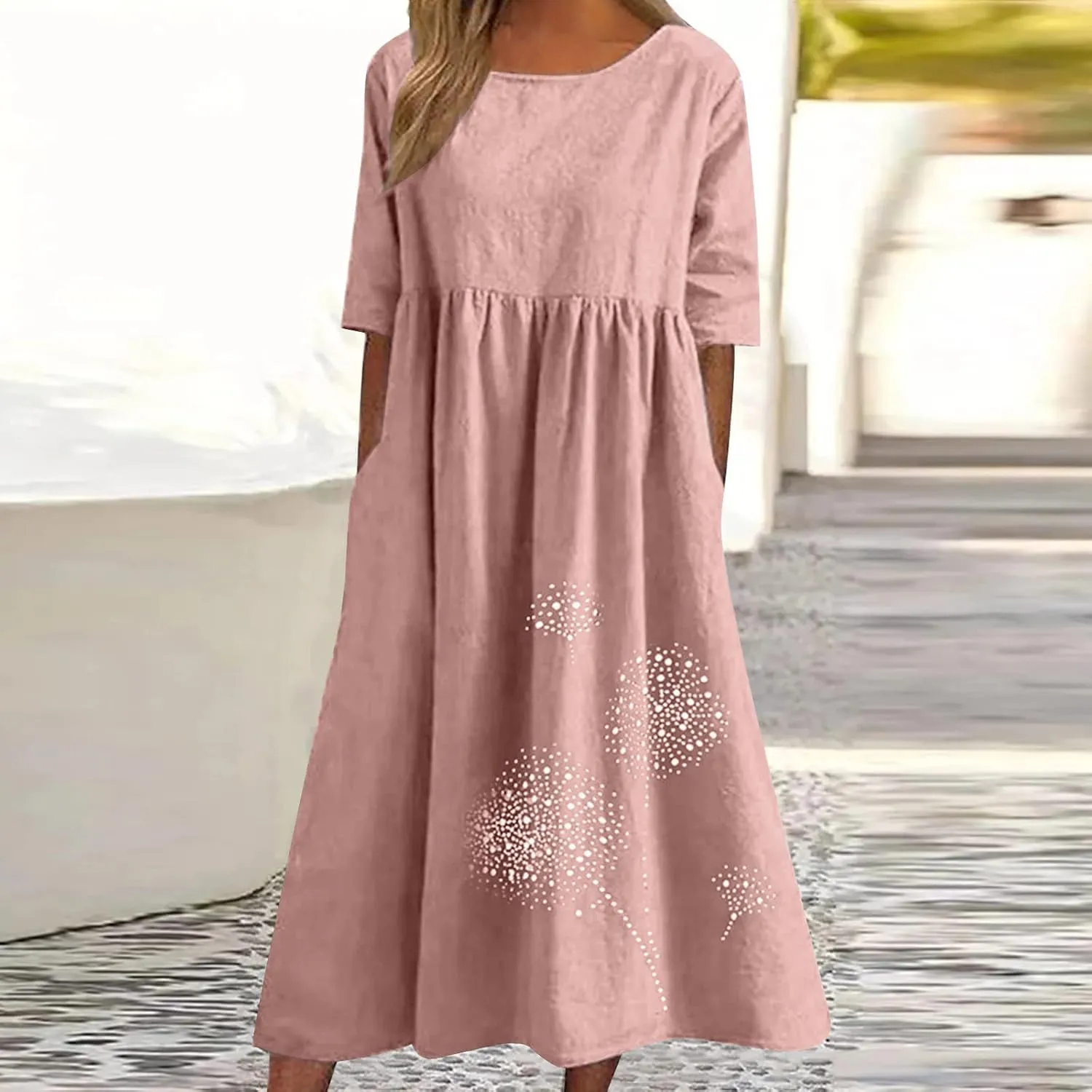 Ceboyel Women Boho Floral Summer Dresses Casual Maxi Dress Bohemian Flowy Long Dresses 2024 Trendy Vacation Clothes