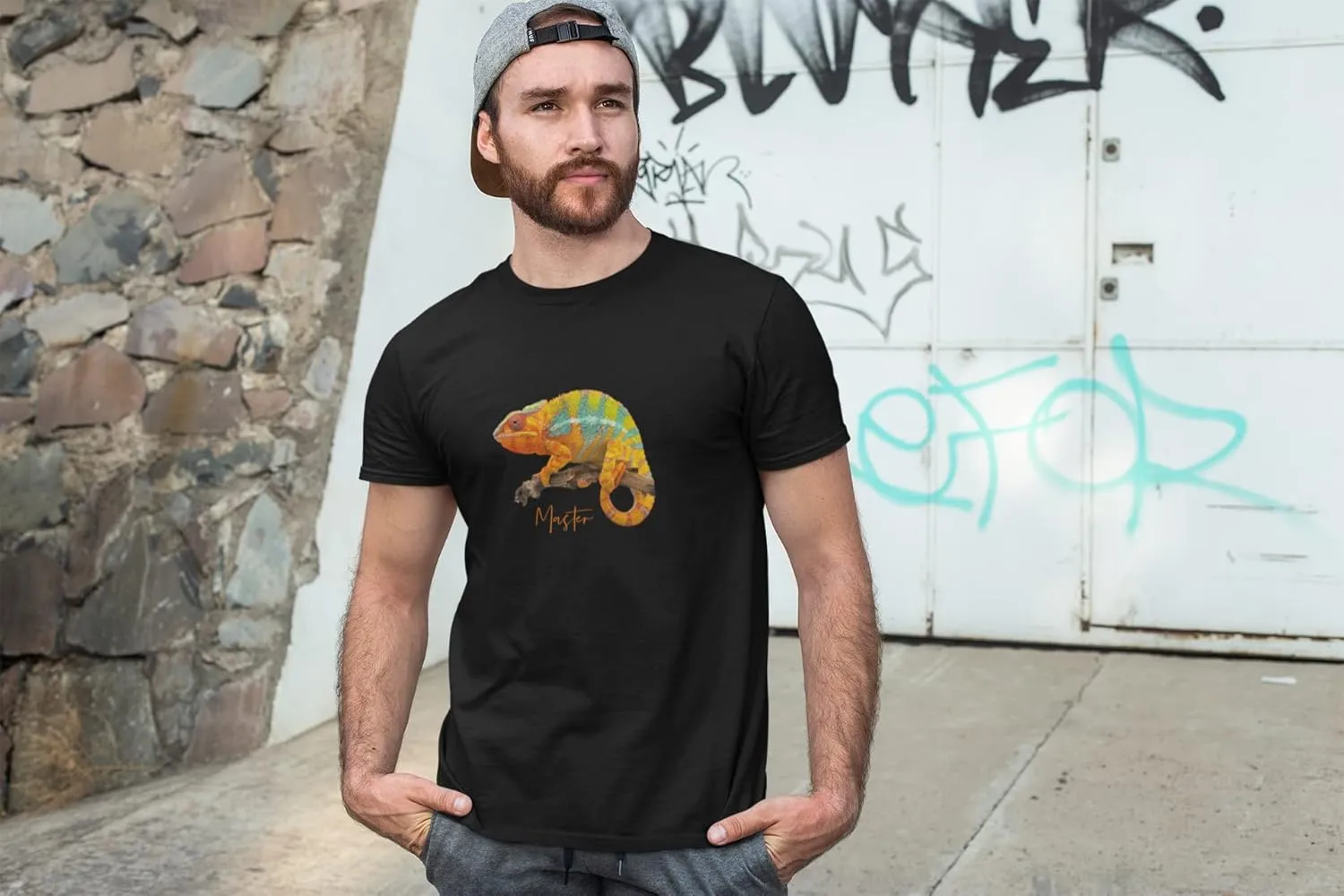 Chameleon Master Organic Cotton t-Shirt. Unisex t Shirt Available in Black and Blue.