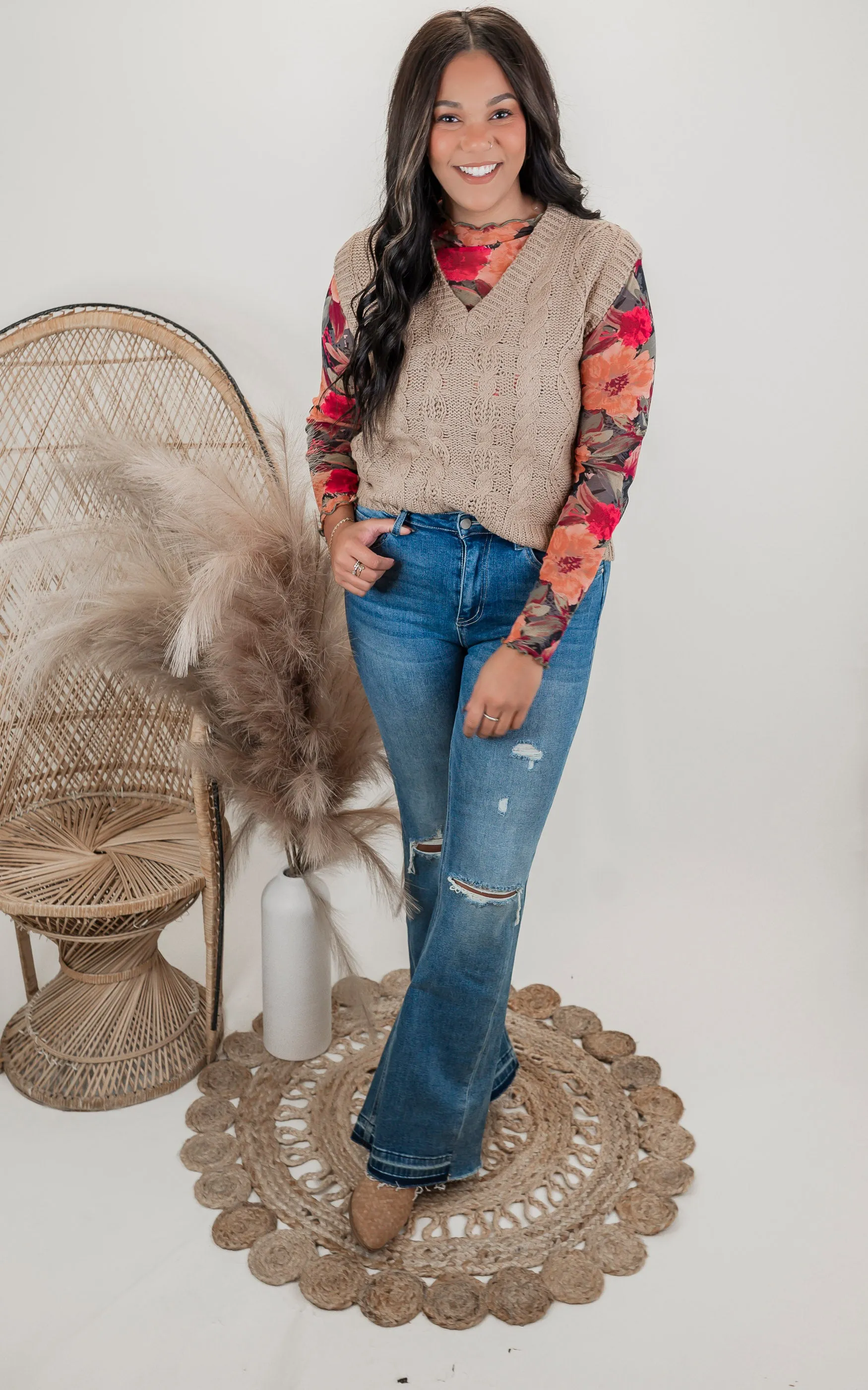 Chunky Cable Knit Sweater Vest - Final Sale