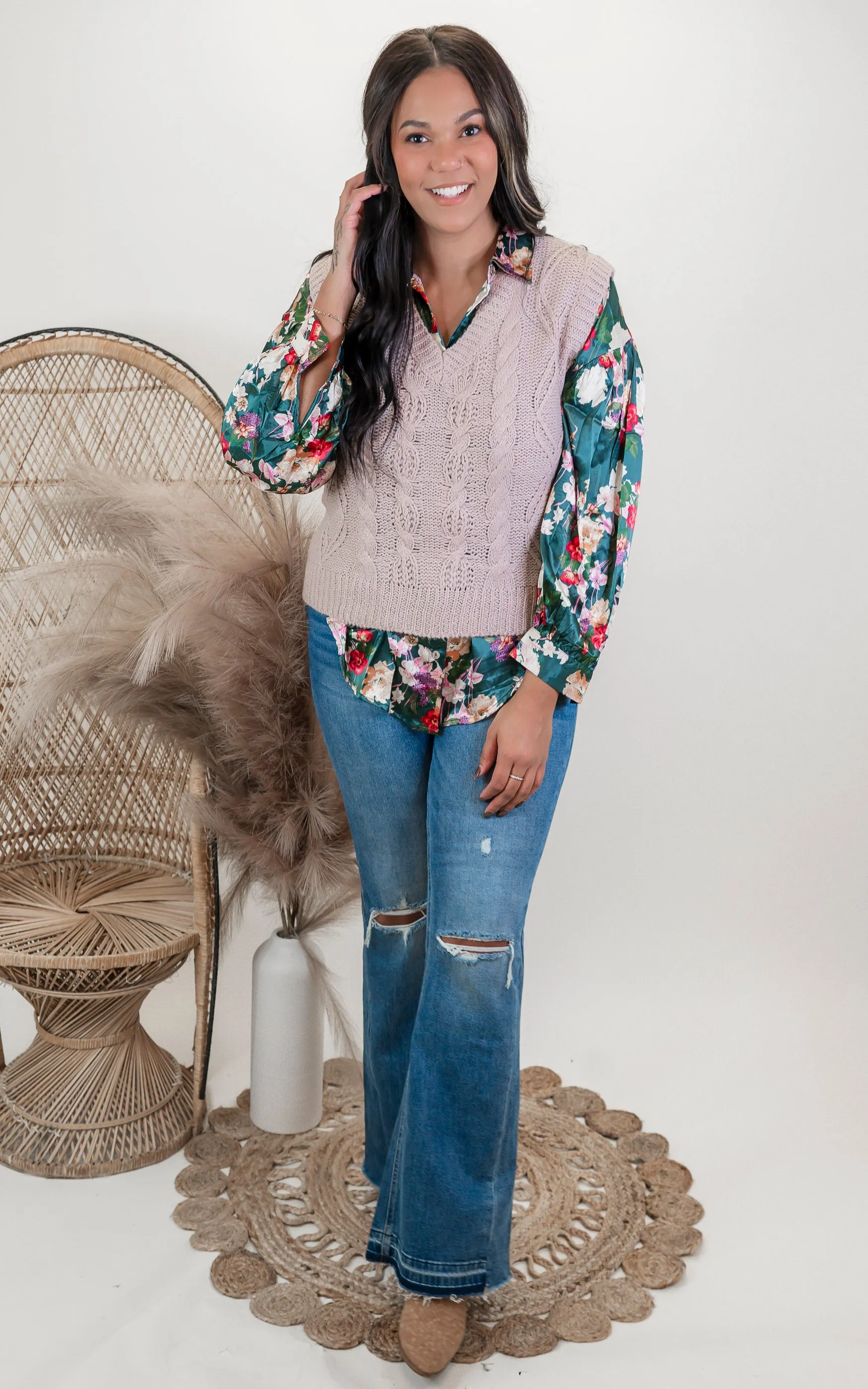 Chunky Cable Knit Sweater Vest - Final Sale