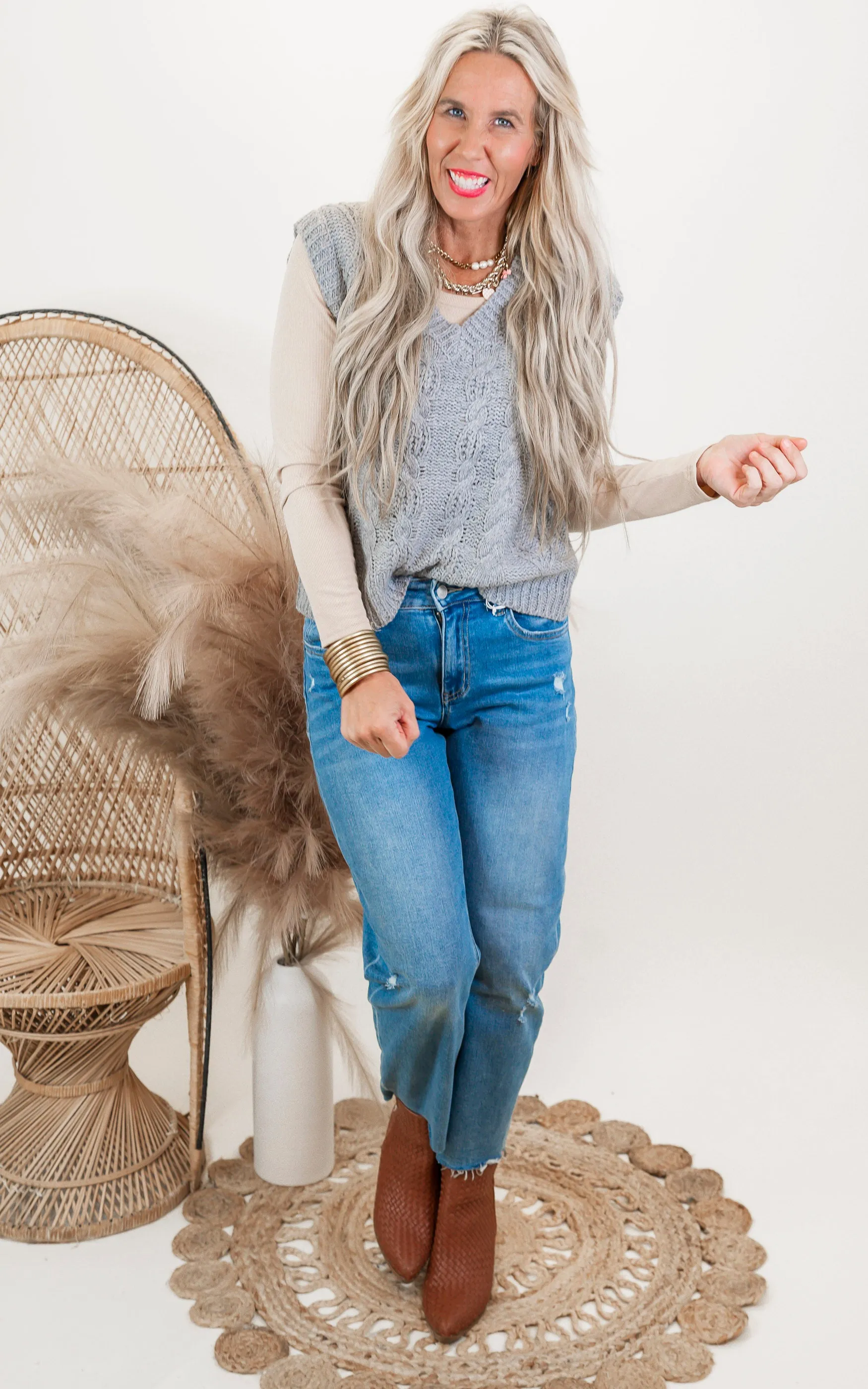 Chunky Cable Knit Sweater Vest - Final Sale