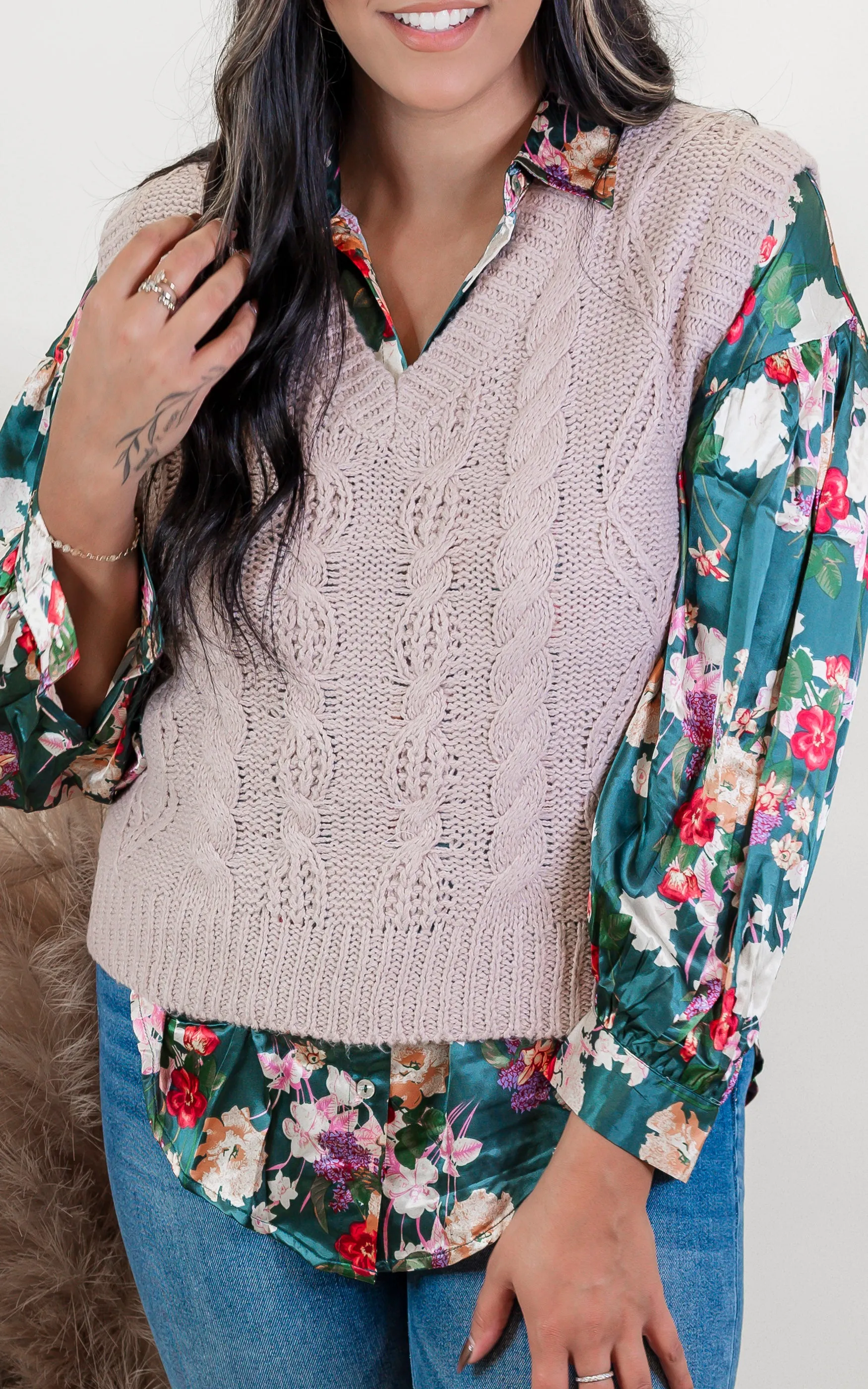 Chunky Cable Knit Sweater Vest - Final Sale