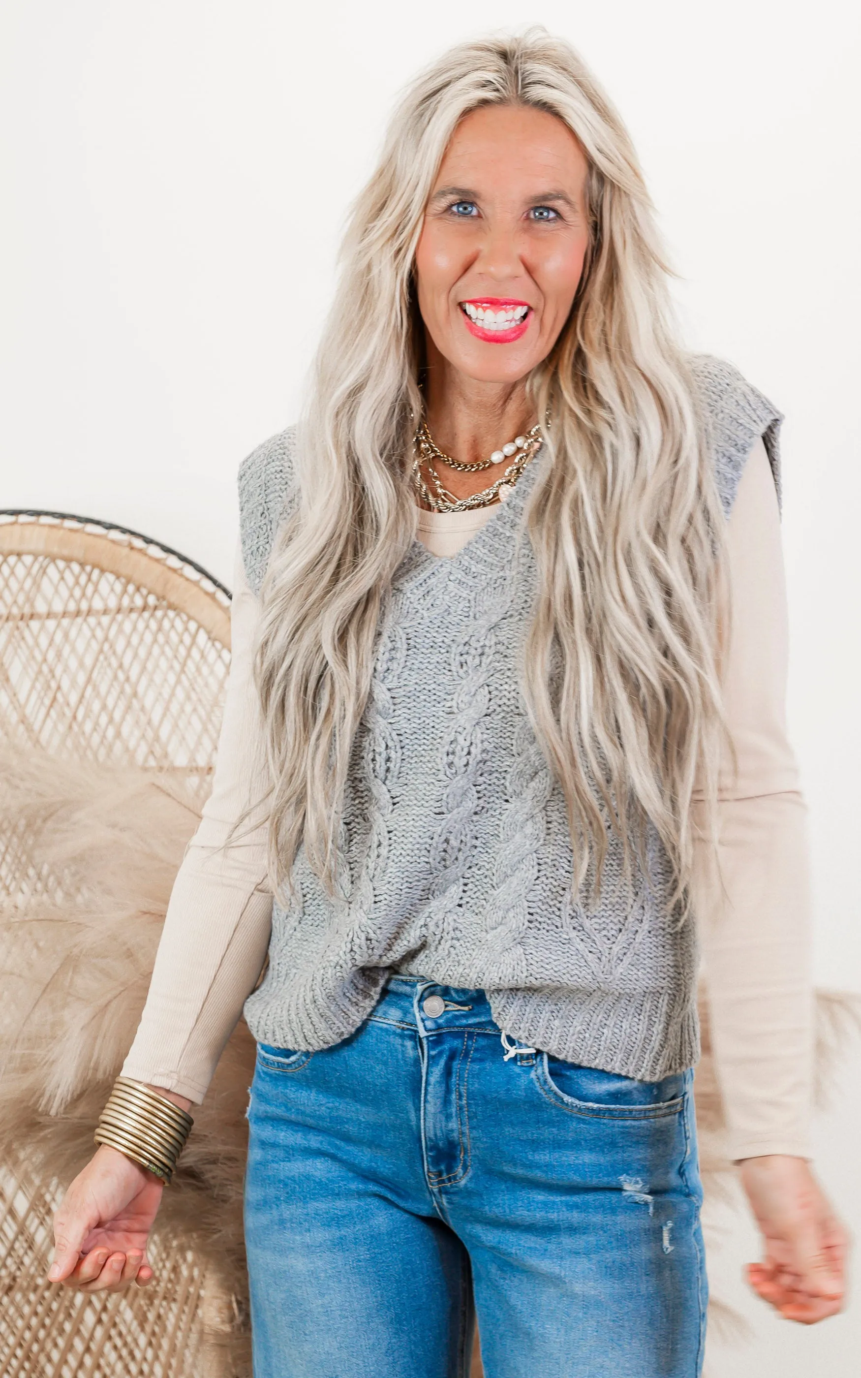 Chunky Cable Knit Sweater Vest - Final Sale