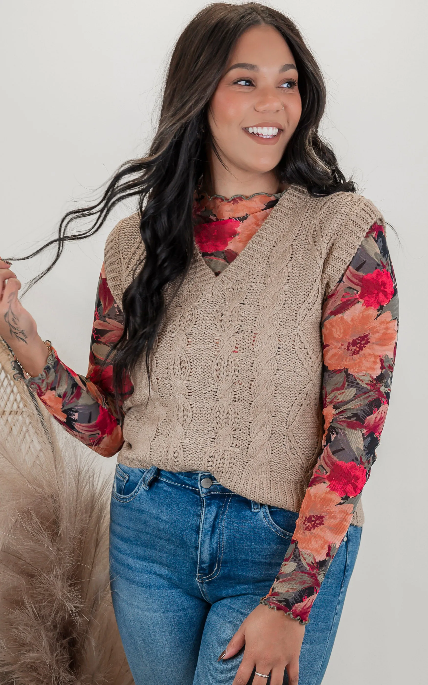 Chunky Cable Knit Sweater Vest - Final Sale