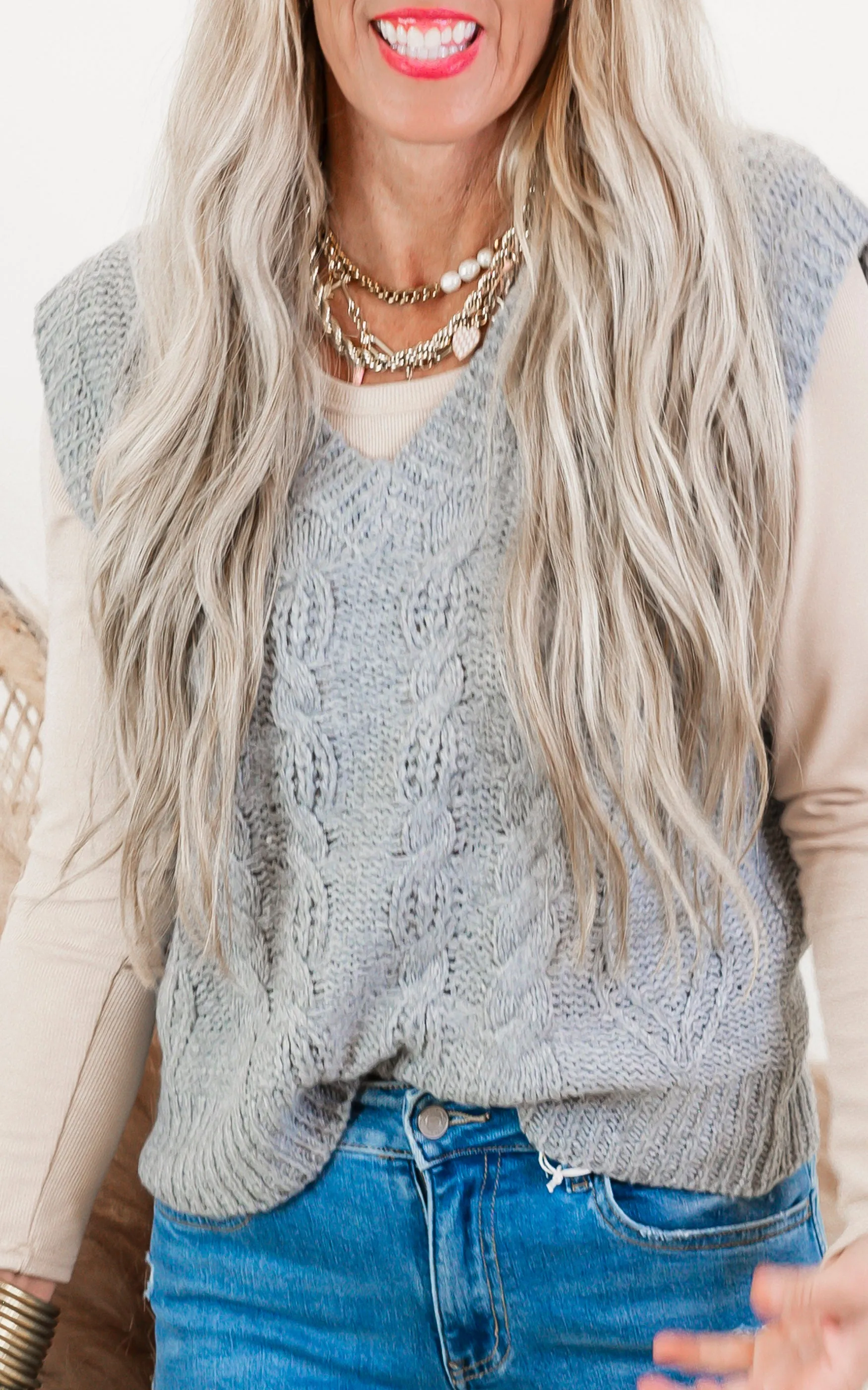 Chunky Cable Knit Sweater Vest - Final Sale
